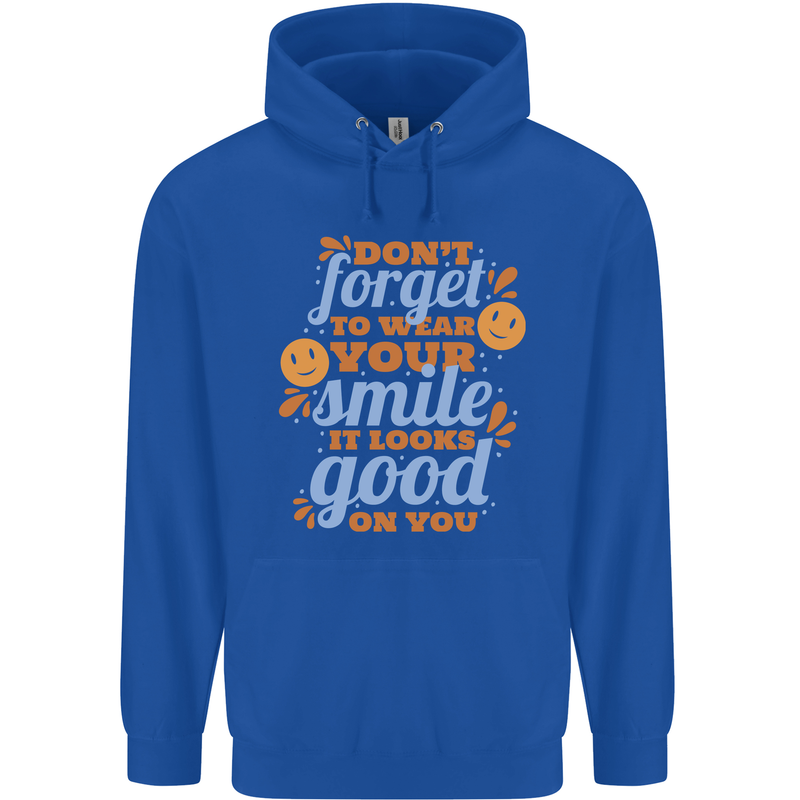 Wear Your Smile Feel Good Happy Joy Love Mens 80% Cotton Hoodie Royal Blue