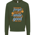 Wear Your Smile Feel Good Happy Joy Love Mens Sweatshirt Jumper Forest Green
