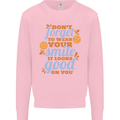 Wear Your Smile Feel Good Happy Joy Love Mens Sweatshirt Jumper Light Pink
