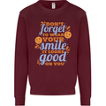 Wear Your Smile Feel Good Happy Joy Love Mens Sweatshirt Jumper Maroon