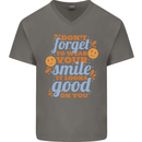 Wear Your Smile Feel Good Happy Joy Love Mens V-Neck Cotton T-Shirt Charcoal