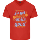 Wear Your Smile Feel Good Happy Joy Love Mens V-Neck Cotton T-Shirt Red