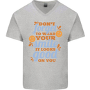 Wear Your Smile Feel Good Happy Joy Love Mens V-Neck Cotton T-Shirt Sports Grey