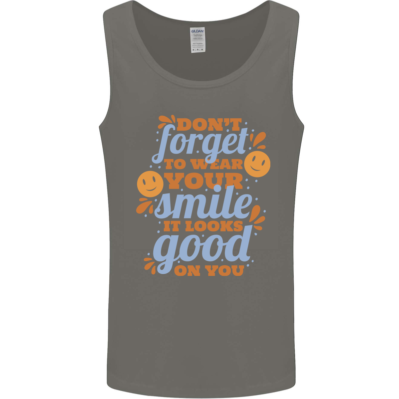 Wear Your Smile Feel Good Happy Joy Love Mens Vest Tank Top Charcoal