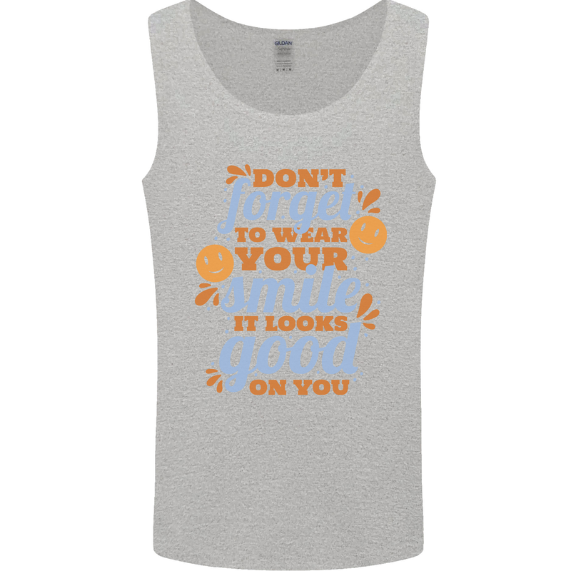 Wear Your Smile Feel Good Happy Joy Love Mens Vest Tank Top Sports Grey