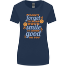 Wear Your Smile Feel Good Happy Joy Love Womens Wider Cut T-Shirt Navy Blue