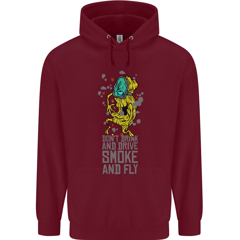 Weed Dont Drink & Drive Smoke and Fly Childrens Kids Hoodie Maroon