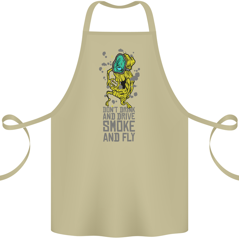 Weed Dont Drink & Drive Smoke and Fly Cotton Apron 100% Organic Khaki