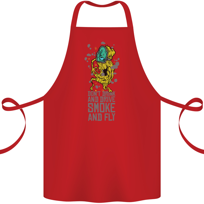 Weed Dont Drink & Drive Smoke and Fly Cotton Apron 100% Organic Red