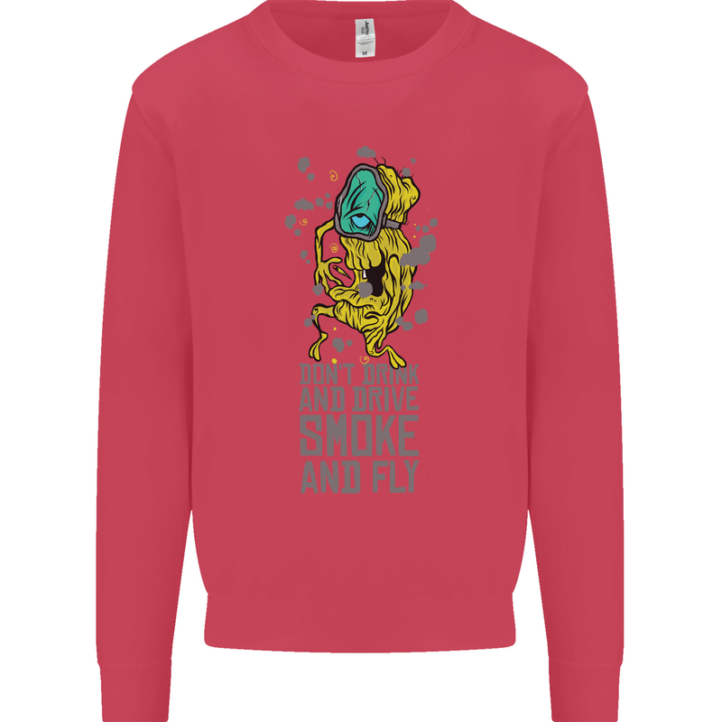 Weed Dont Drink & Drive Smoke and Fly Kids Sweatshirt Jumper Heliconia