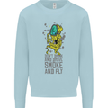 Weed Dont Drink & Drive Smoke and Fly Mens Sweatshirt Jumper Light Blue