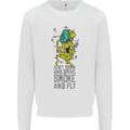 Weed Dont Drink & Drive Smoke and Fly Mens Sweatshirt Jumper White