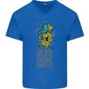 Weed Dont Drink & Drive Smoke and Fly Mens V-Neck Cotton T-Shirt Royal Blue