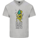 Weed Dont Drink & Drive Smoke and Fly Mens V-Neck Cotton T-Shirt Sports Grey