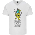 Weed Dont Drink & Drive Smoke and Fly Mens V-Neck Cotton T-Shirt White