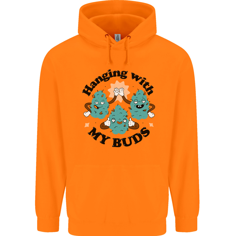 Weed Hanging With My Buds Cannabis Funny Childrens Kids Hoodie Orange