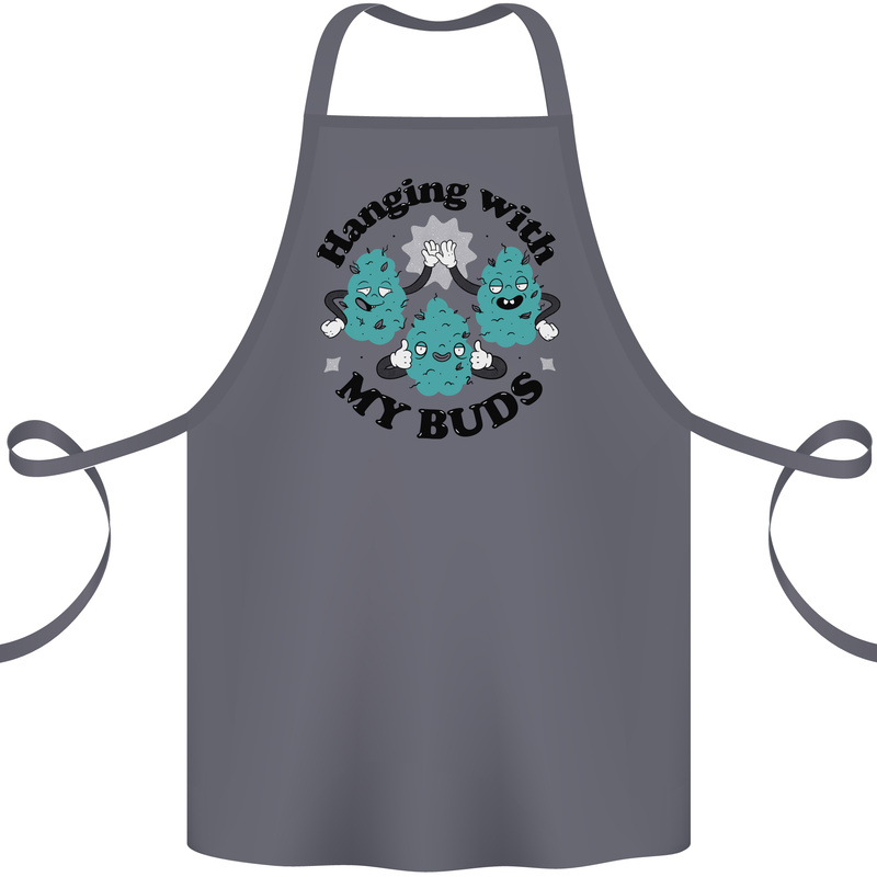 Weed Hanging With My Buds Cannabis Funny Cotton Apron 100% Organic Steel