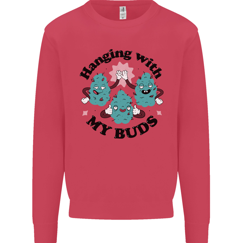 Weed Hanging With My Buds Cannabis Funny Kids Sweatshirt Jumper Heliconia