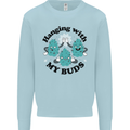 Weed Hanging With My Buds Cannabis Funny Kids Sweatshirt Jumper Light Blue