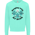 Weed Hanging With My Buds Cannabis Funny Kids Sweatshirt Jumper Peppermint