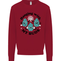 Weed Hanging With My Buds Cannabis Funny Kids Sweatshirt Jumper Red