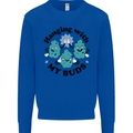 Weed Hanging With My Buds Cannabis Funny Kids Sweatshirt Jumper Royal Blue