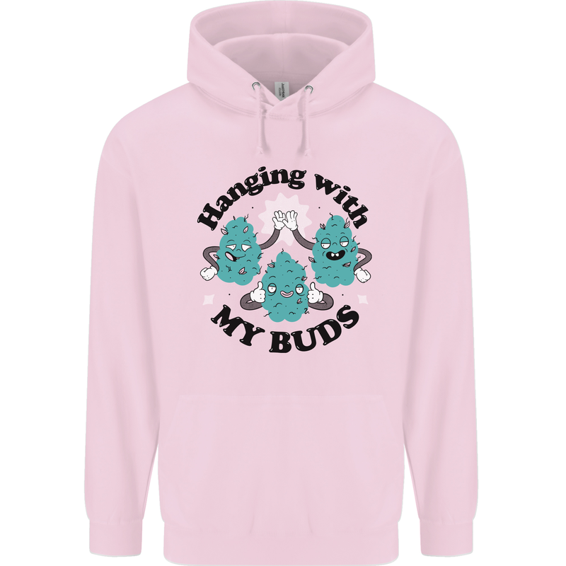 Weed Hanging With My Buds Cannabis Funny Mens 80% Cotton Hoodie Light Pink