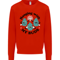 Weed Hanging With My Buds Cannabis Funny Mens Sweatshirt Jumper Bright Red