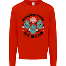 Weed Hanging With My Buds Cannabis Funny Mens Sweatshirt Jumper Bright Red