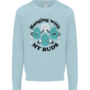 Weed Hanging With My Buds Cannabis Funny Mens Sweatshirt Jumper Light Blue