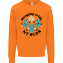 Weed Hanging With My Buds Cannabis Funny Mens Sweatshirt Jumper Orange