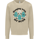 Weed Hanging With My Buds Cannabis Funny Mens Sweatshirt Jumper Sand