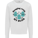Weed Hanging With My Buds Cannabis Funny Mens Sweatshirt Jumper White