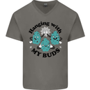 Weed Hanging With My Buds Cannabis Funny Mens V-Neck Cotton T-Shirt Charcoal