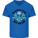 Weed Hanging With My Buds Cannabis Funny Mens V-Neck Cotton T-Shirt Royal Blue