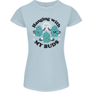 Weed Hanging With My Buds Cannabis Funny Womens Petite Cut T-Shirt Light Blue