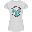 Weed Hanging With My Buds Cannabis Funny Womens Petite Cut T-Shirt White