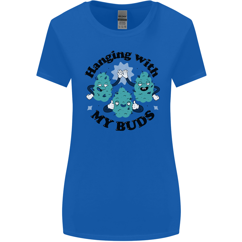Weed Hanging With My Buds Cannabis Funny Womens Wider Cut T-Shirt Royal Blue