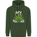 Weed My HealTHCare Cannabis Funny THC Childrens Kids Hoodie Forest Green