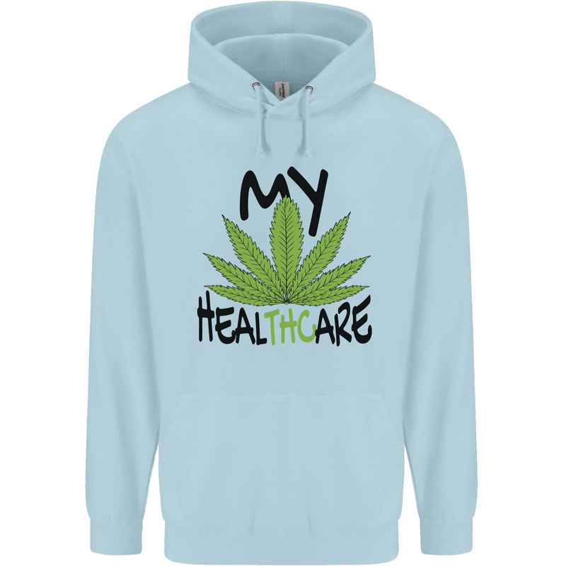 Weed My HealTHCare Cannabis Funny THC Childrens Kids Hoodie Light Blue