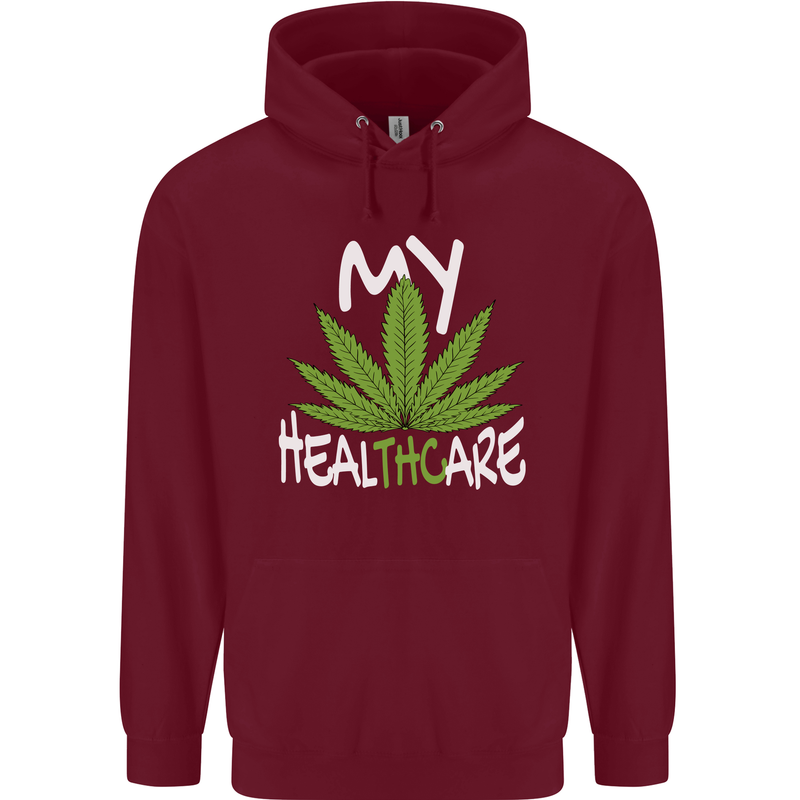 Weed My HealTHCare Cannabis Funny THC Childrens Kids Hoodie Maroon