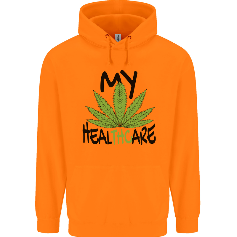Weed My HealTHCare Cannabis Funny THC Childrens Kids Hoodie Orange