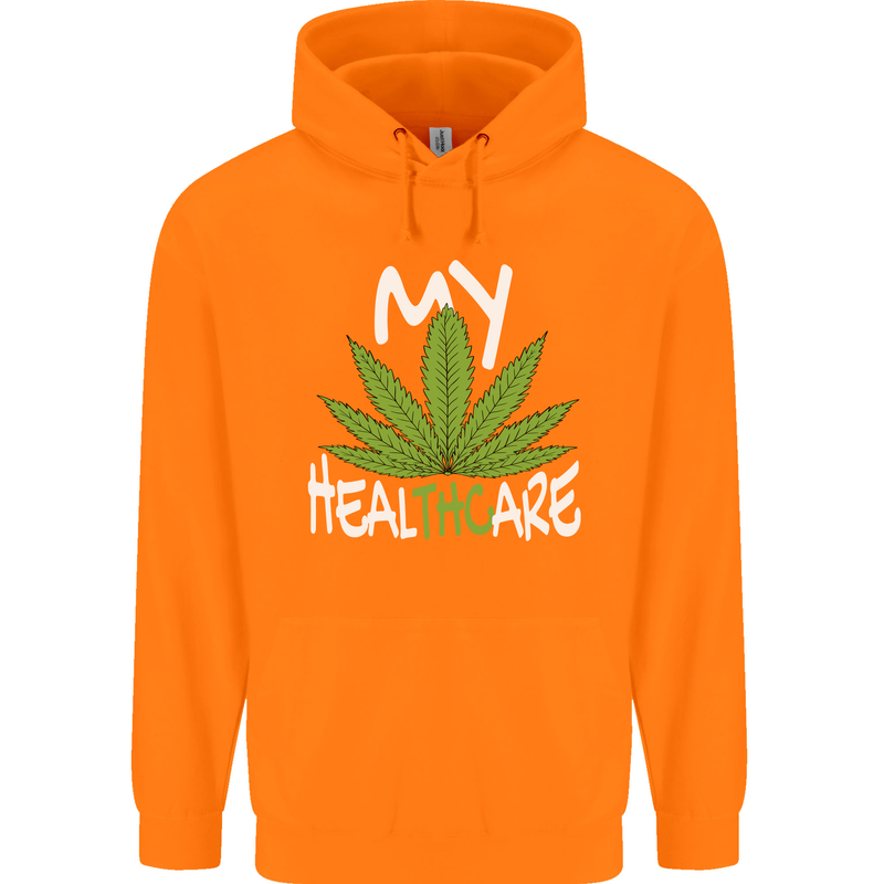 Weed My HealTHCare Cannabis Funny THC Childrens Kids Hoodie Orange