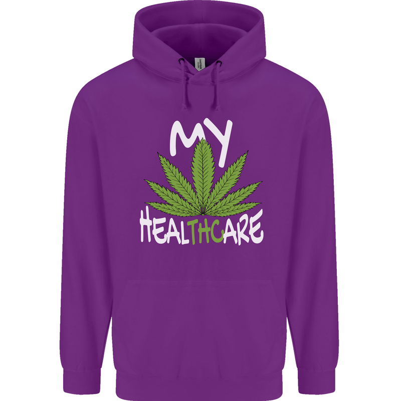 Weed My HealTHCare Cannabis Funny THC Childrens Kids Hoodie Purple