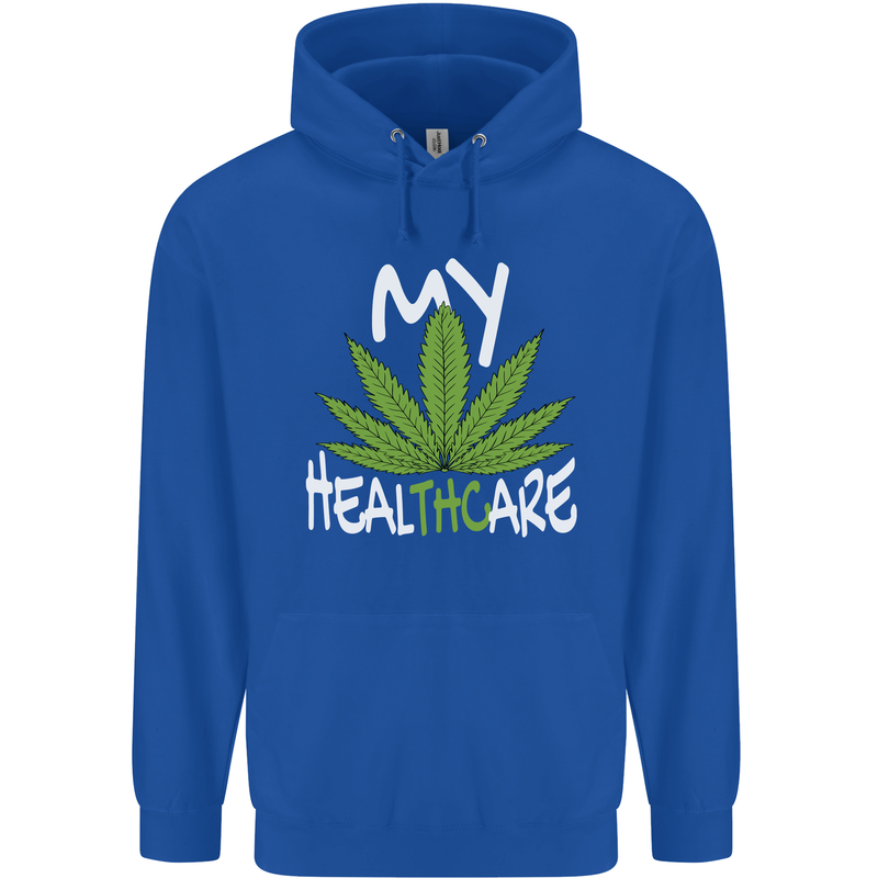 Weed My HealTHCare Cannabis Funny THC Childrens Kids Hoodie Royal Blue