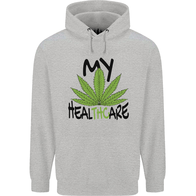 Weed My HealTHCare Cannabis Funny THC Childrens Kids Hoodie Sports Grey