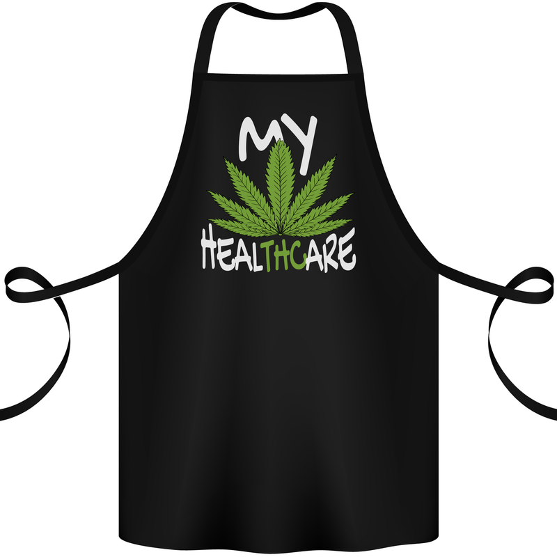 Weed My HealTHCare Cannabis Funny THC Cotton Apron 100% Organic Black