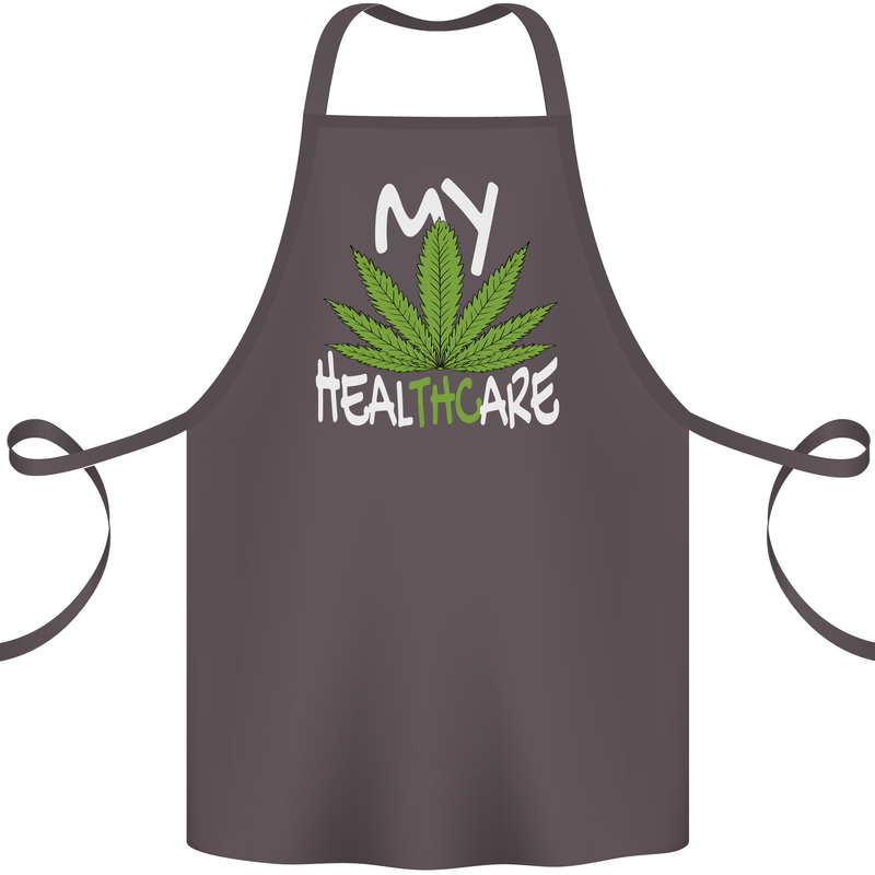 Weed My HealTHCare Cannabis Funny THC Cotton Apron 100% Organic Dark Grey