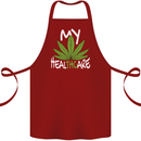 Weed My HealTHCare Cannabis Funny THC Cotton Apron 100% Organic Maroon