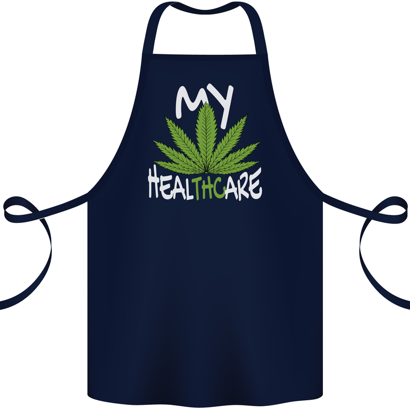Weed My HealTHCare Cannabis Funny THC Cotton Apron 100% Organic Navy Blue